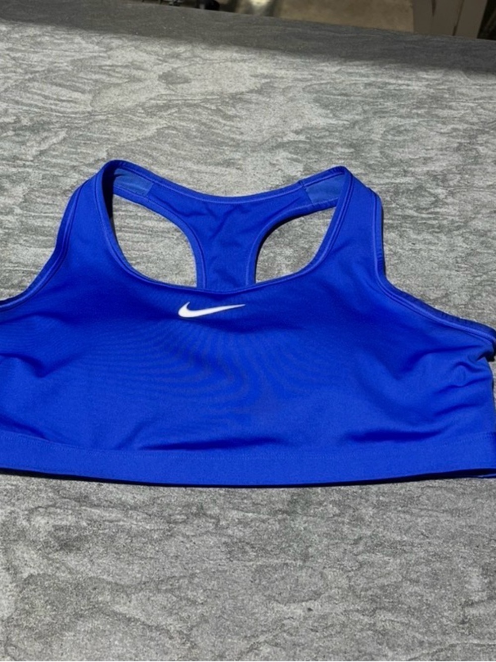 Nike Blue Racerback Sports Bra with White Swoosh